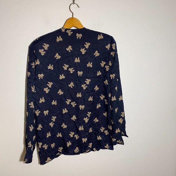 Harve Benard Pure Silk Button Up Long Sleeve Blouse - Picture 2 of 9